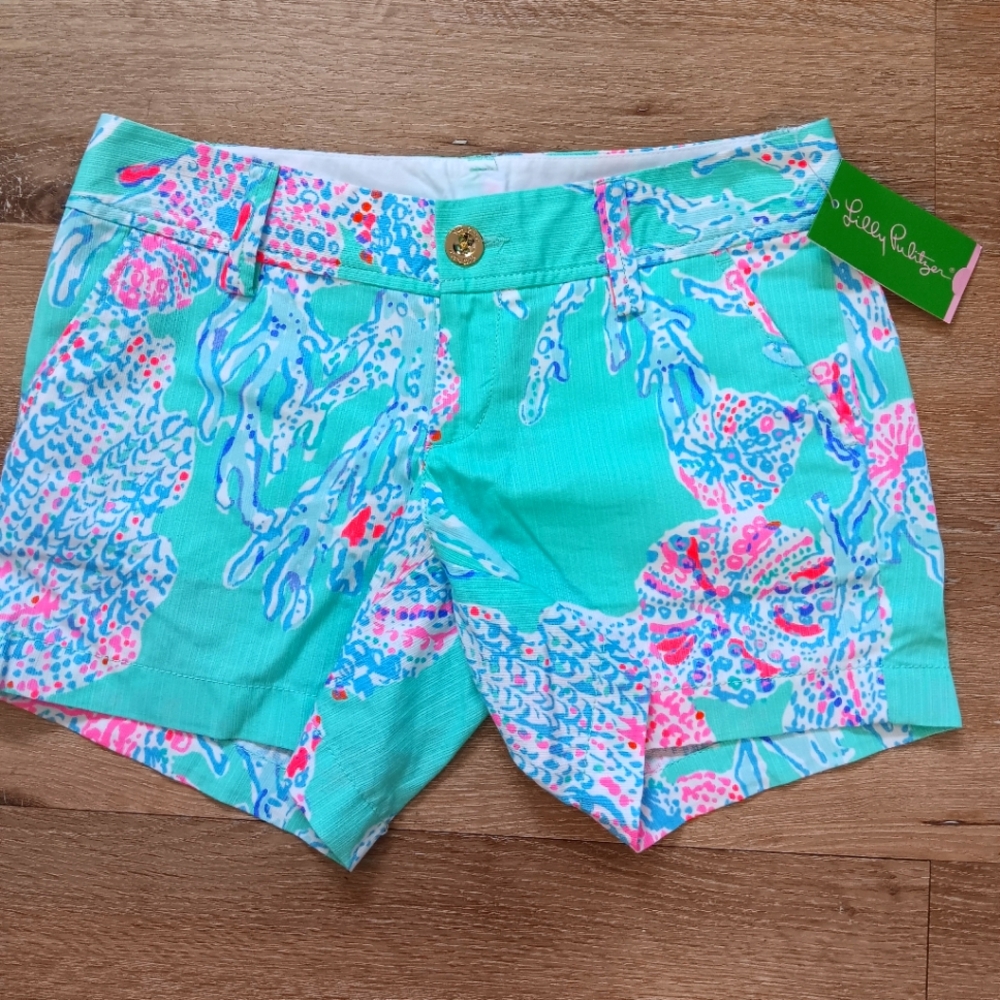 NEW Lilly Pulitzer Callahan Shorts In Minty Fresh Size 0